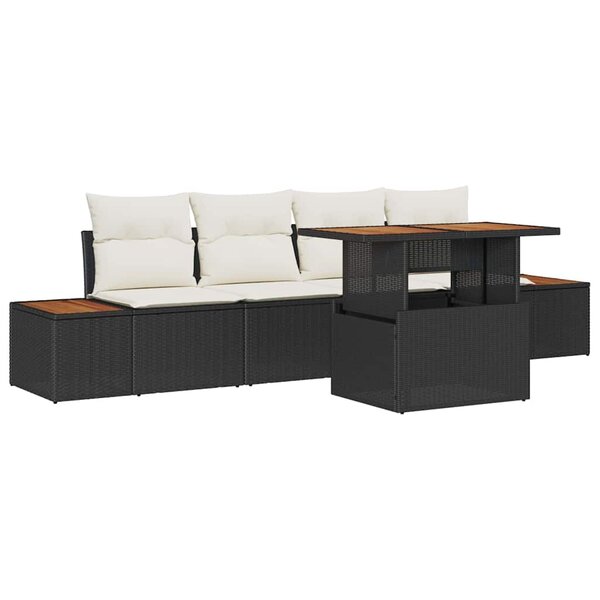 vidaXL Ensemble de salle à manger pour jardin 5 Pièces Noir et Beige