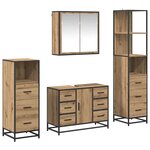 vidaXL Ensemble de mobilier de salle de bain 4 Pièces chêne artisanal