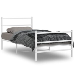 vidaXL Cadre de lit métal sans matelas et pied de lit blanc 107x203 cm