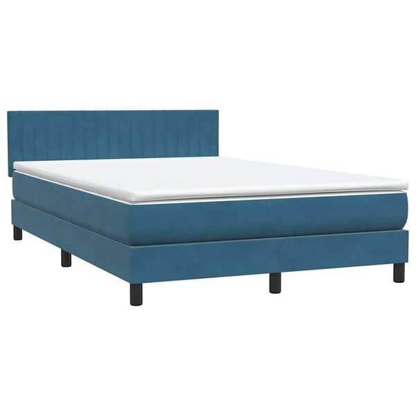 vidaXL Sommier à lattes de lit et matelas bleu foncé 160x210cm velours