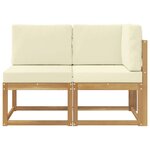 vidaXL Canapé d’extérieur milieu et coin avec coussin 2 Pièce Blanc
