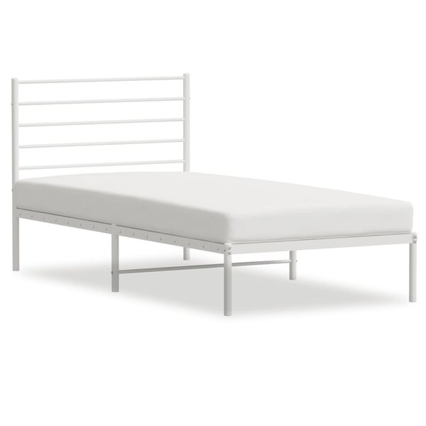 vidaXL Cadre de lit métal avec tête de lit blanc 90x190 cm