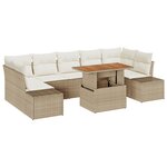 vidaXL Ensemble de salon de jardin de 8 pièces avec coussins beiges en rattan poly