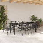 vidaXL Set de salle à manger de jardin 7 pièces en poly rattan noir