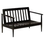 vidaXL Canapé à 2 places Cuir véritable avec bois d'acacia Noir