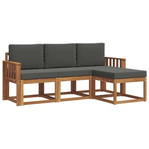 vidaXL Ensemble de canapés d'extérieur 4 pc Naturel et Anthracite