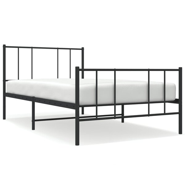 vidaXL Cadre de lit métal avec tête de lit/pied de lit noir 90x200 cm