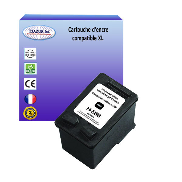 Cartouche compatible avec HP OfficeJet 4210, 4211,4212, 4215, 4219 remplace HP 56 - Noire - 22ml - T3AZUR