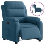 vidaXL Fauteuil inclinable électrique bleu velours