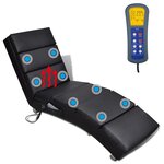 vidaXL Chaise longue de massage Noir Similicuir