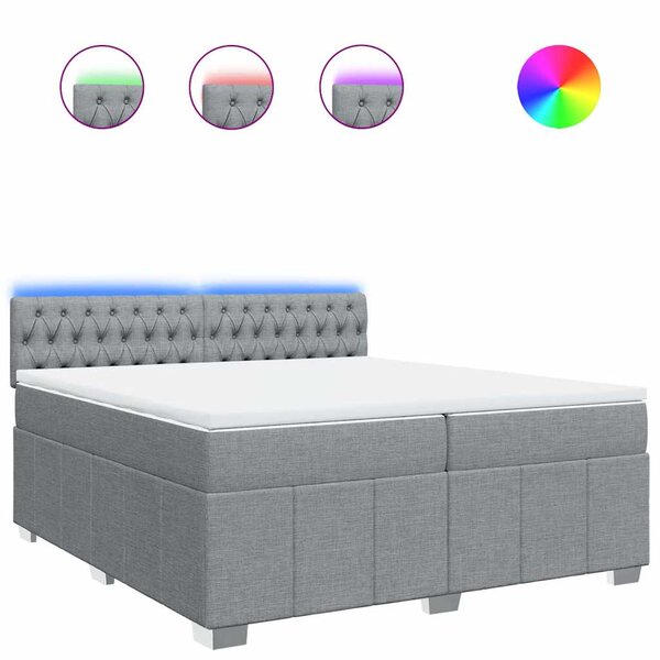 vidaXL Sommier à lattes de lit avec matelas Gris clair 200x200cm Tissu