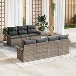 vidaXL Ensemble de canapé de jardin 8 Pièces Gris Poly rotin