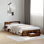 vidaXL Cadre de lit avec tiroir sans matelas chêne fumé 90x200 cm
