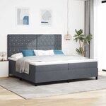 Literie Box Spring vidaXL avec Matelas & LED Gris Foncé 200x200 cm Velours