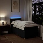 vidaXL Sommier à lattes de lit avec matelas Noir 90x190 cm Tissu