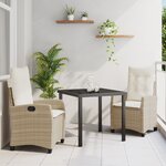 vidaXL Ensemble de 3 Chaises de Jardin avec Coussins Beige Poly Rattan