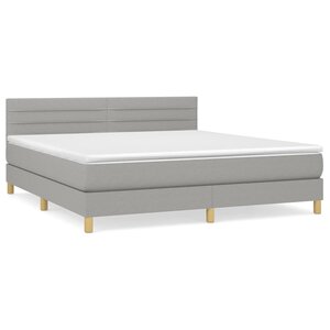 vidaXL Sommier à lattes de lit avec matelas Gris clair 160x200cm Tissu
