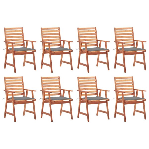 vidaXL Chaises à manger d'extérieur lot de 8 et coussins Acacia massif