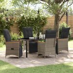 vidaXL Ensemble de salle à manger pour jardin 5 Pièces Gris Poly rotin