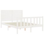 vidaXL Cadre de lit avec tête de lit blanc petit double bois massif