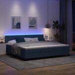 vidaXL Lit à ressorts avec matelas avec LED Bleu 200 x 200 cm tissu