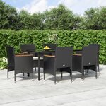 vidaXL Ensemble à manger de jardin avec coussins 7 Pièces Noir