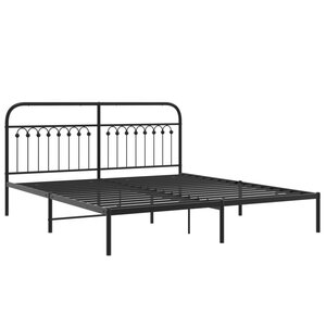 vidaXL Cadre de lit métal avec tête de lit noir 183x203 cm