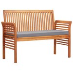 vidaXL Banc de jardin 2 places avec coussin 120cm Bois d'acacia massif