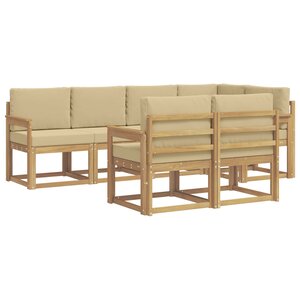 vidaXL Ensemble de canapés d'extérieur 7 pc Blanc et Beige Polyester
