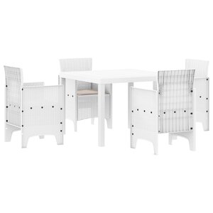 vidaXL Ensemble de salle à manger de jardin 5 pièces avec coussins Blanc poly rotin
