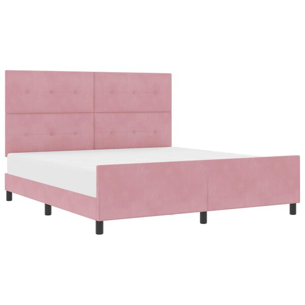 vidaXL Lit à ressorts avec tête de lit Rose 180 x 200 cm Velours