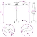 vidaXL Parasol de jardin avec base 270 x 270 cm Polyester