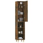 Vidaxl buffet haut chêne fumé 34 5x34x180 cm bois d'ingénierie