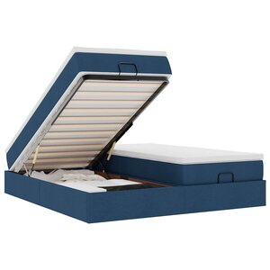 VidaXL Cadre de lit ottoman avec matelas bleu 180x200 cm tissu