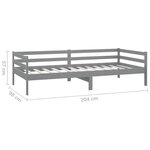 vidaXL Lit de repos avec matelas 90x200 cm Gris Bois de pin massif