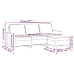 vidaXL Canapé à 3 places avec repose-pieds Gris clair 180 cm Tissu