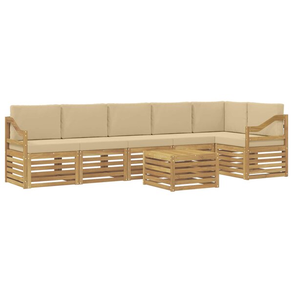 vidaXL Ensemble de canapés d'extérieur 7 pc Blanc et Beige Polyester