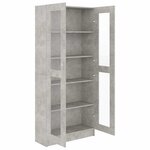 vidaXL Armoire à vitrine Gris béton 82 5x30 5x185 cm Bois ingénierie