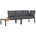 vidaXL Salon de jardin 2 Pièces avec coussins noir aluminium