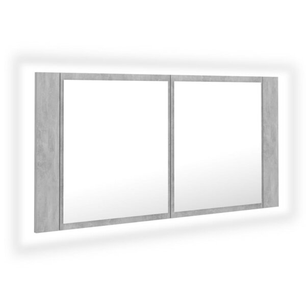 vidaXL Armoire de salle de bain à miroir LED Gris béton Acrylique