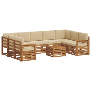 vidaXL Ensemble de canapés d'extérieur 10 pc Naturel et Beige