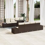 vidaXL Ensemble de canapé de jardin 9 pièces avec coussins Marron Rotin Synthétique
