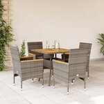 vidaXL Ensemble à manger de jardin et coussins 5 Pièces gris rotin acacia
