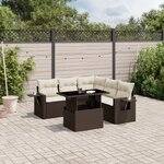 vidaXL Salon de jardin avec coussins 6 Pièces marron résine tressée