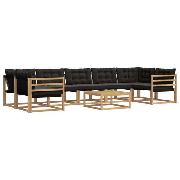 vidaXL Ensemble de canapés d'extérieur 8 pc Blanc et noir