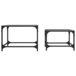 vidaXL Tables basses gigognes 2 Pièces dessus en verre noir acier