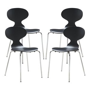 Lot de 4 chaises de salle à manger moderne design robuste noir / chrome 03_0009838