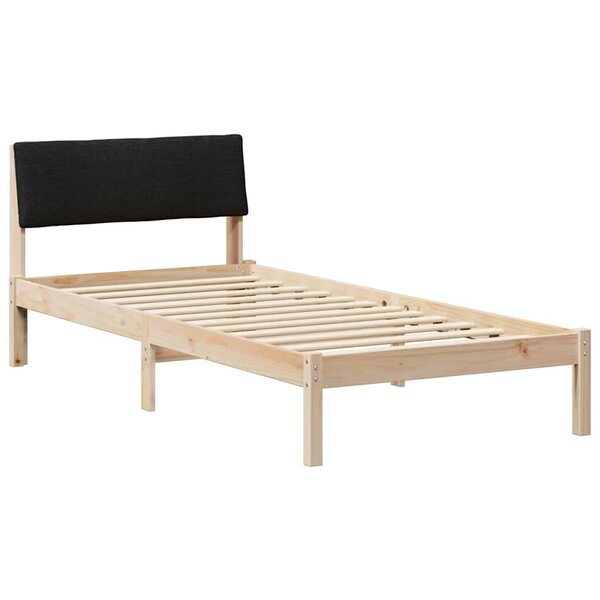 vidaXL Cadre de lit Marron et noir 90 x 200 cm Bois massif en pin
