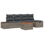 vidaXL Ensemble de canapé de jardin avec coussin 6 Pièces Gris Poly rotin