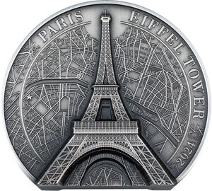 Monnaie EIFFEL TOWER Historical Monuments 5 Oz Argent 25$ Cook Islands 2024 (PRÉCOMMANDE)